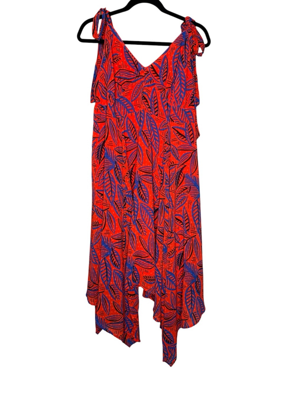 Alexis for Target red and blue tropical leaf print Asymmetrical hem dress formal - Picture 3 of 9